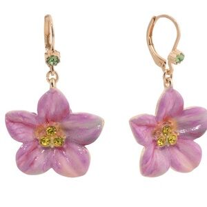New Betsey Johnson Pink Floral Drop Earrings